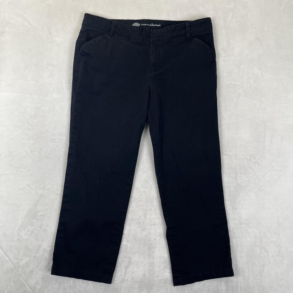 Dickies Pants Womens 14 Black Relaxed Fit Twill Chino Workwear Stretch Casual